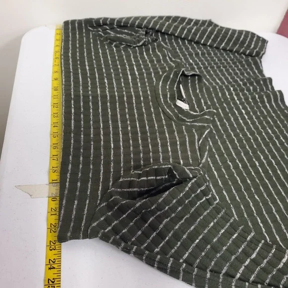 Logo Lori Goldstein Womens Asymmetrical Striped Tunic Top Size 1X Green Artsy - Picture 6 of 10